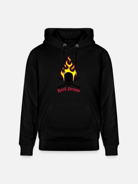 fire_skull_drumsticks_d_3c - Stanley/Stella CRUISER Unisex Organic Hoodie - black