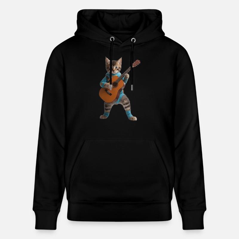 chat chaton guitare - Sweat à capuche bio CRUISER Stanley/Stella Unisexe - noir