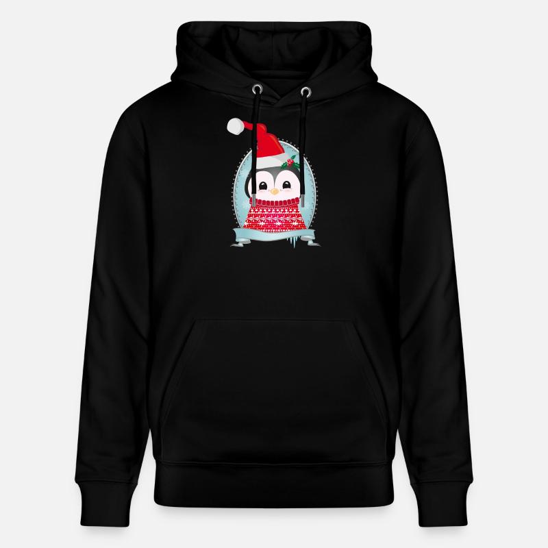 weihnachtlicher Pinguin mit Strickpullover & Mütze - Stanley/Stella Unisex Bio-Hoodie CRUISER - Schwarz