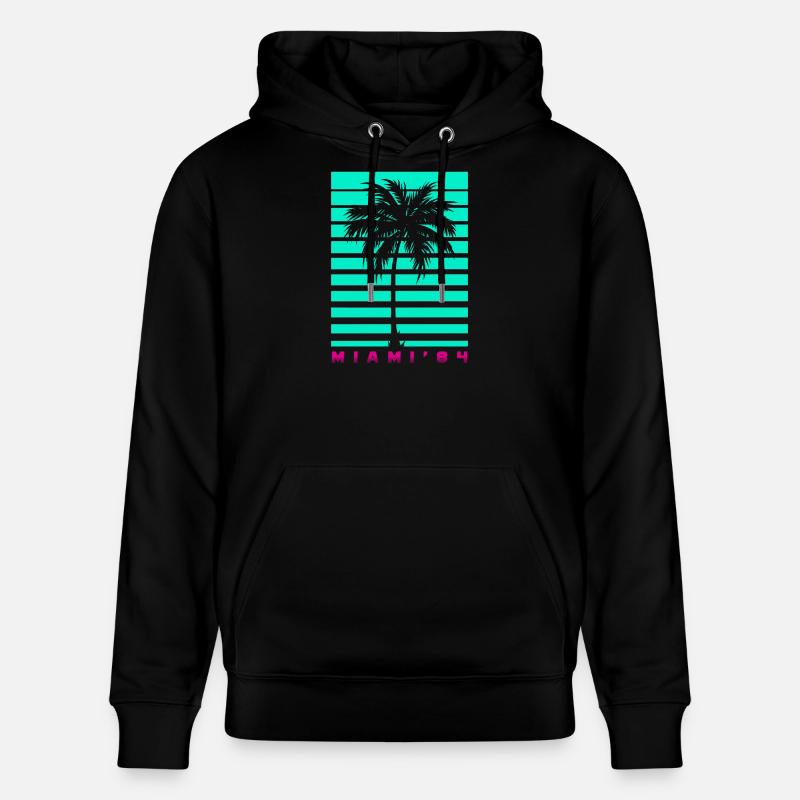 Miami Palm Tree Rétro - Sweat à capuche bio CRUISER Stanley/Stella Unisexe - noir
