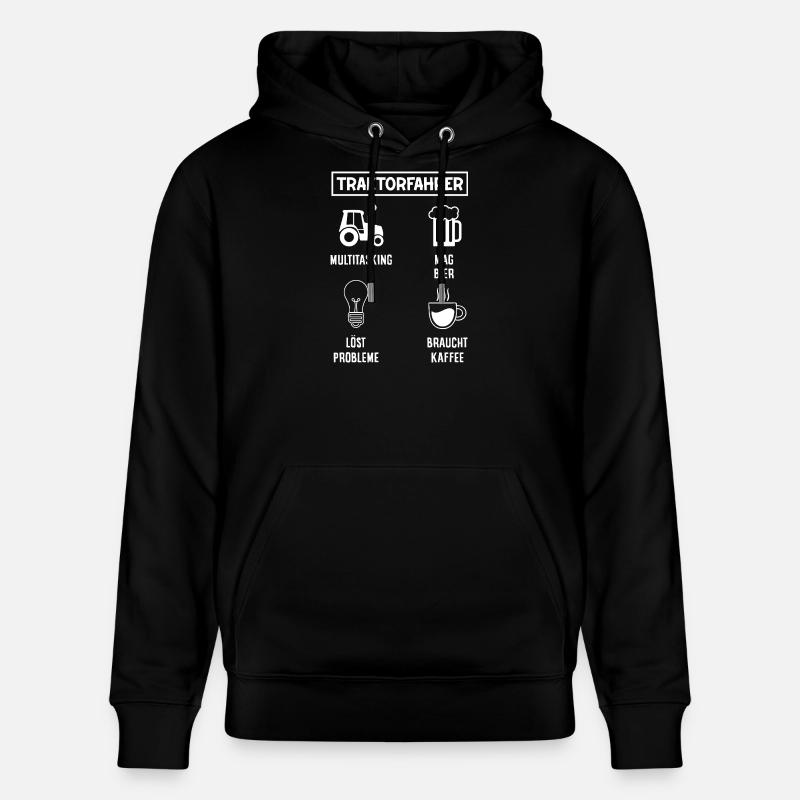 Traktorfahrer Kaffee Bier Multitasking - Stanley/Stella Unisex Bio-Hoodie CRUISER - Schwarz