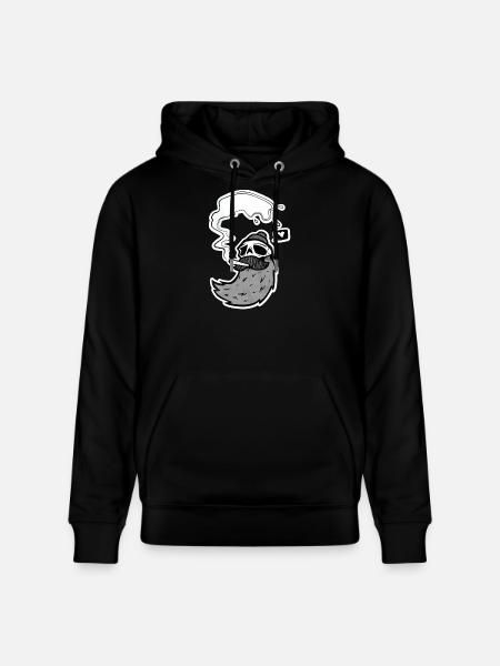 Surfer Skull – Skull with Wave & Heart - Stanley/Stella CRUISER Unisex Organic Hoodie - black