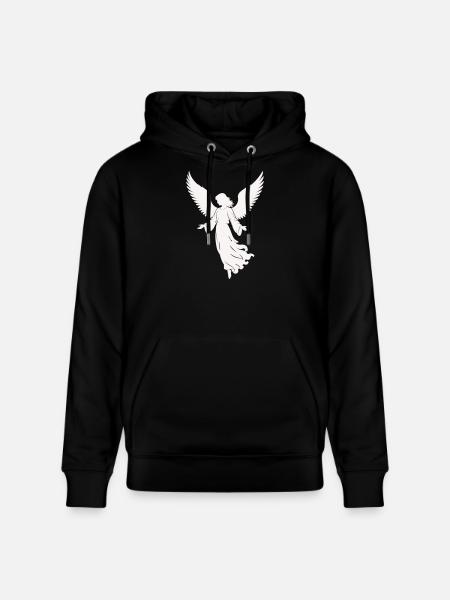 Angel silhouette with wings - Stanley/Stella CRUISER Unisex Organic Hoodie - black