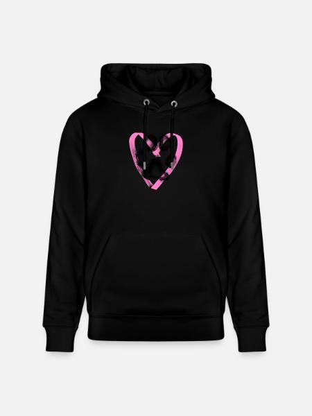 Paw print with heart, pink - Stanley/Stella CRUISER Unisex Organic Hoodie - black