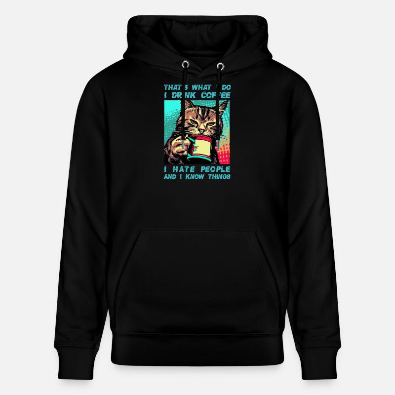 Café avec un chat - Sweat à capuche bio CRUISER Stanley/Stella Unisexe - noir