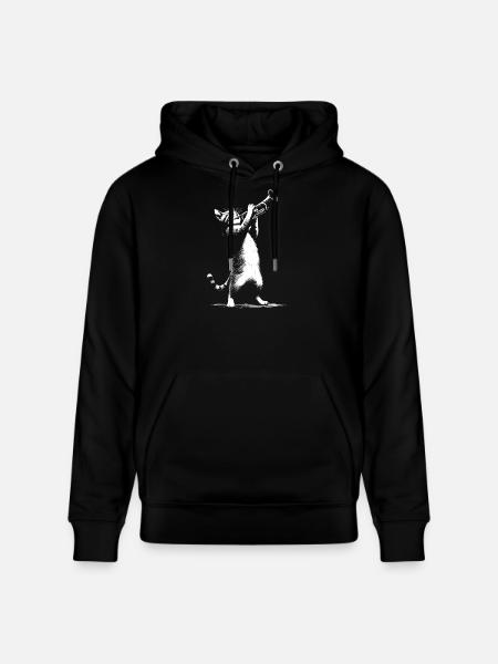 Cat with trumpet - Stanley/Stella CRUISER Unisex Organic Hoodie - black