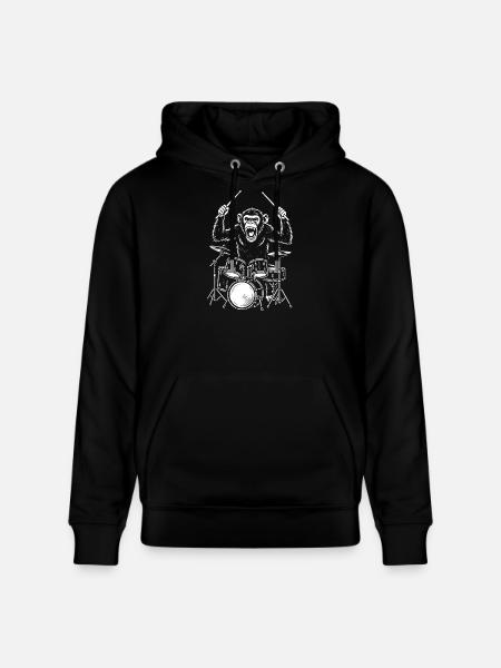 Drumming Chimp Band - Stanley/Stella CRUISER Unisex Organic Hoodie - black