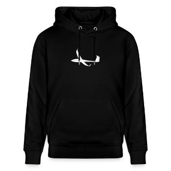 Segelflugzeug Geschenk Ventus - Stanley/Stella Unisex Bio-Hoodie CRUISER  - Schwarz - Vorne - Alina (178cm) & Michal (187cm)