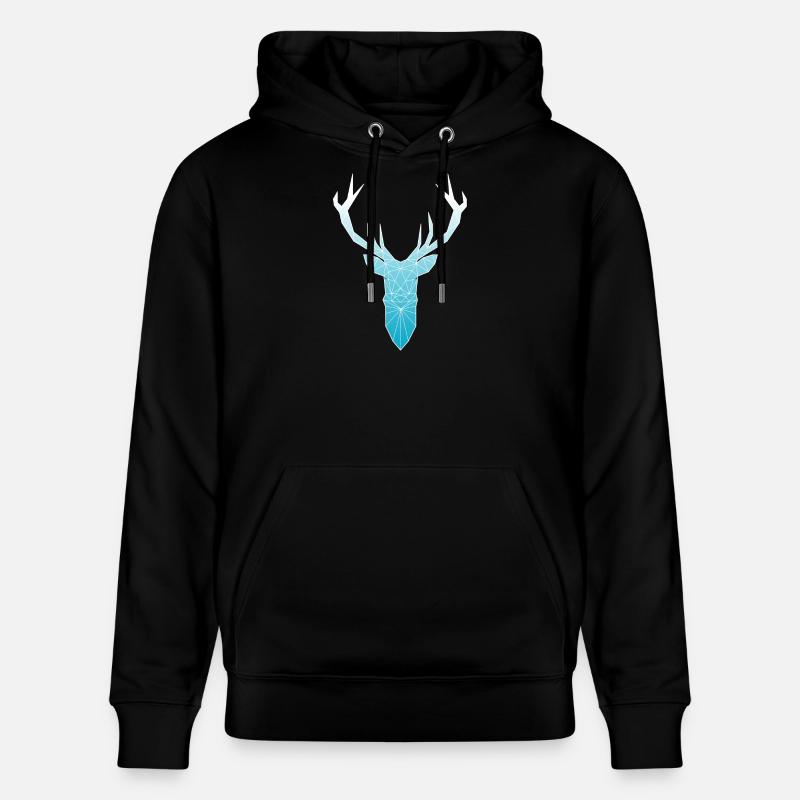 Hirschkopf im Triangel-Design (hellblau) - Stanley/Stella Unisex Bio-Hoodie CRUISER  - Schwarz