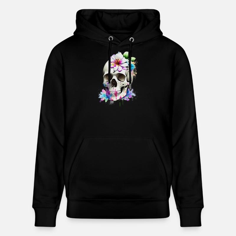 Crâne avec lys - Sweat à capuche bio CRUISER Stanley/Stella Unisexe - noir