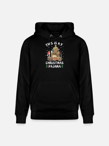 Jouluinen saukko Joulupyjama - Stanley/Stella CRUISER unisex luomuhuppari - musta