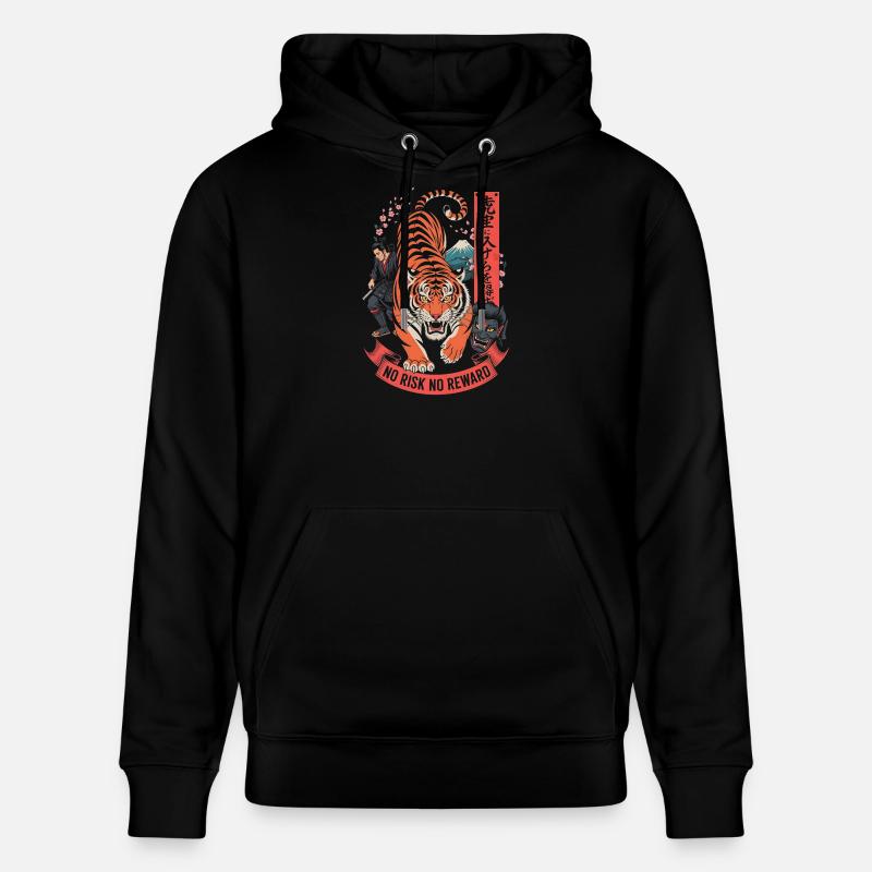 Kein Risiko Keine Belohnung Tiger-Samurai-Design - Stanley/Stella Unisex Bio-Hoodie CRUISER  - Schwarz