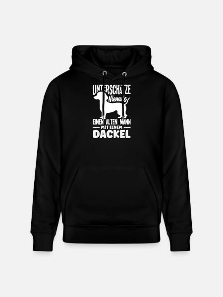 Alter Mann Mit Dackel - Stanley/Stella Unisex Bio-Hoodie CRUISER - Schwarz