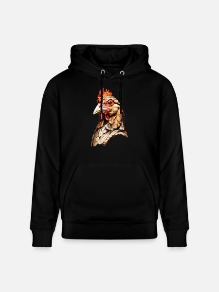 Realistisk kyllingehoved – Husdyr-grafik - Stanley/Stella CRUISER økologisk unisex-hoodie - sort