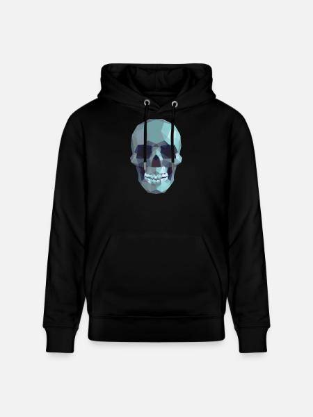 Low Poly Blue Skull – Geometrisch-Gotik-Stil - Stanley/Stella Unisex Bio-Hoodie CRUISER - Schwarz