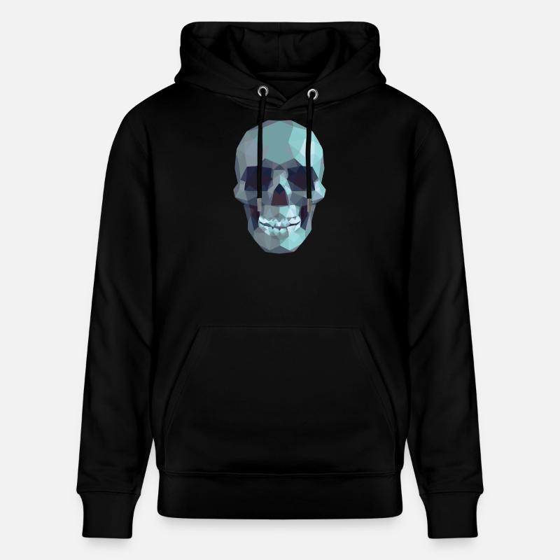 Low Poly Blue Skull – Geometrisch-Gotik-Stil - Stanley/Stella Unisex Bio-Hoodie CRUISER  - Schwarz