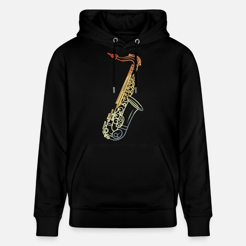 Saxophone Line Art Rétro - Sweat à capuche bio CRUISER Stanley/Stella Unisexe - noir
