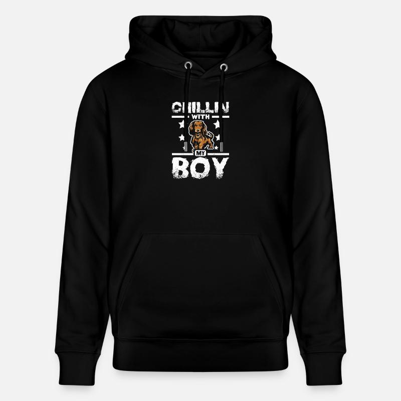 chillin avec mon teckel garçon - Sweat à capuche bio CRUISER Stanley/Stella Unisexe - noir