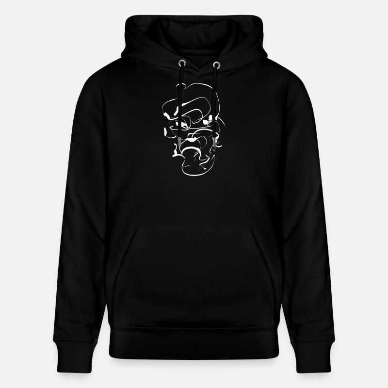 Samurai encre visage / masque minimal abstraite - Sweat à capuche bio CRUISER Stanley/Stella Unisexe - noir