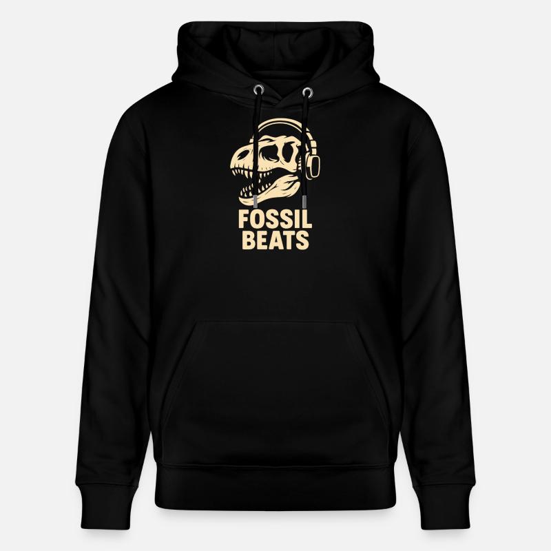 Fossil Beats Dinosaur mit Kopfhörer - Stanley/Stella Unisex Bio-Hoodie CRUISER  - Schwarz