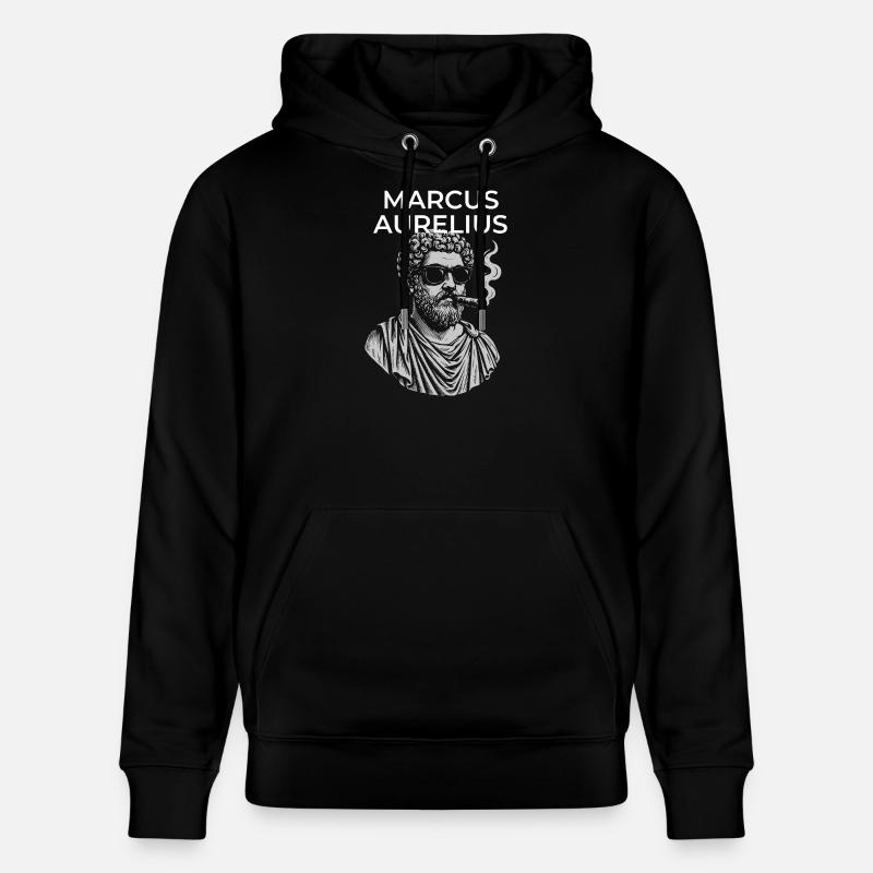 Marcus Aurelius Classical Philosopher Portrait - Stanley/Stella CRUISER Unisex Organic Hoodie - black