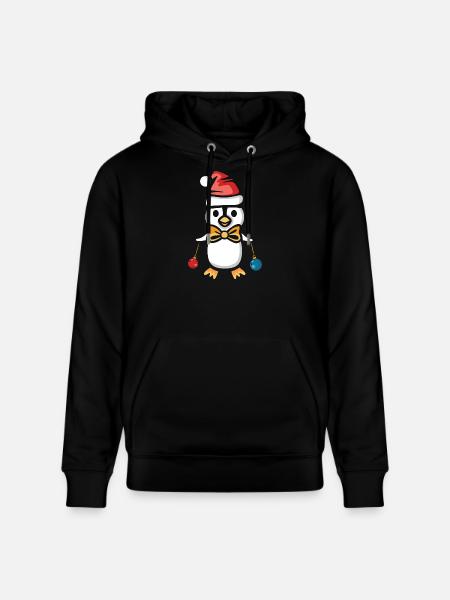 Christmas penguin with hat and baubles - Stanley/Stella CRUISER Unisex Organic Hoodie - black