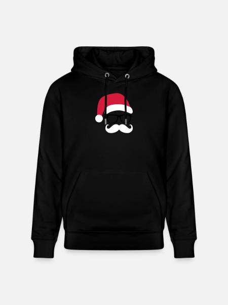 Funny Santa Claus with nerd glasses and mustache - Stanley/Stella CRUISER økologisk unisex-hoodie - sort