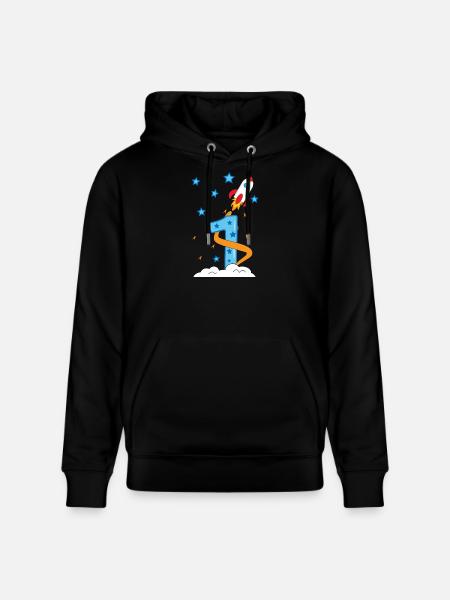 1. Anniversaire bébé enfant fusée - Sweat à capuche bio CRUISER Stanley/Stella Unisexe - noir
