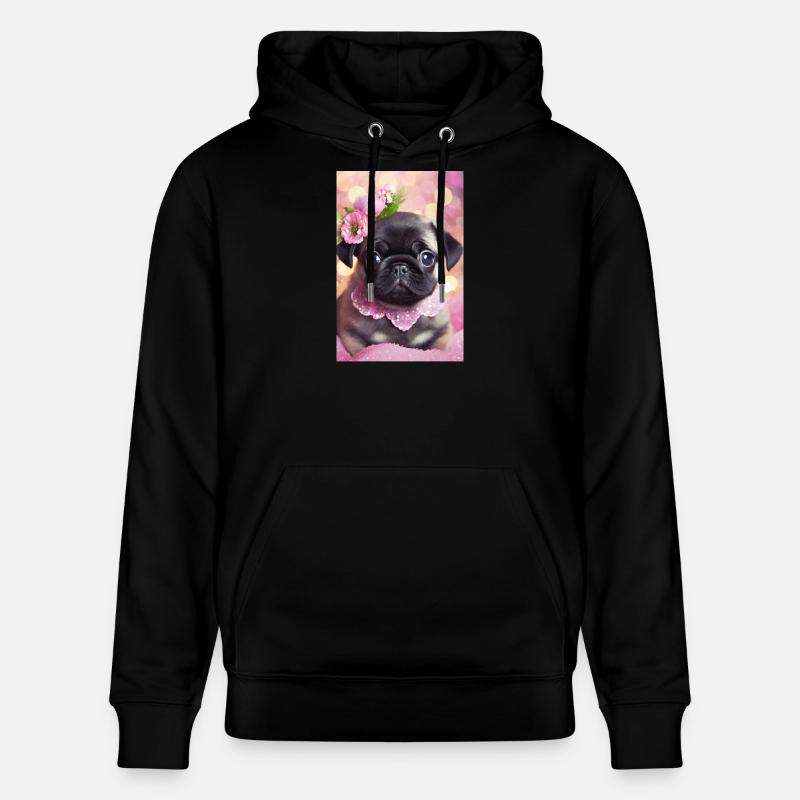 Joli bouledogue avec couronne de fleurs - Sweat à capuche bio CRUISER Stanley/Stella Unisexe - noir