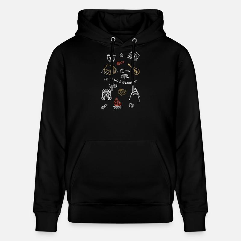 Camping Adventure Outline Design - Sweat à capuche bio CRUISER Stanley/Stella Unisexe - noir
