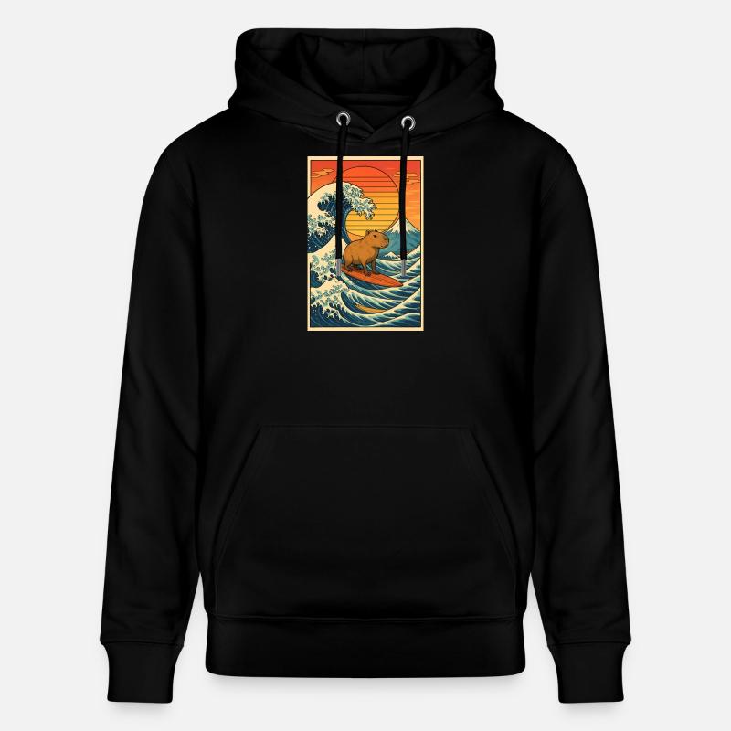 Capybara Surf - Sweat à capuche bio CRUISER Stanley/Stella Unisexe - noir