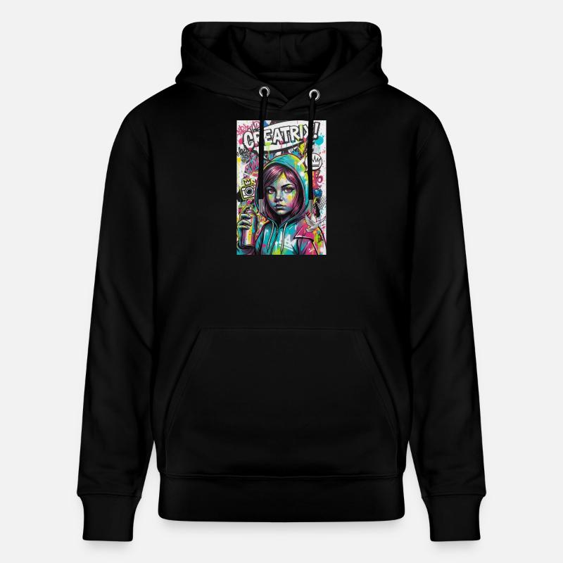 Farbexplosion Graffiti Heldin - Stanley/Stella Unisex Bio-Hoodie CRUISER - Schwarz