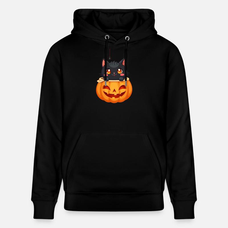 Chat d’Halloween avec citrouille d’Halloween - Sweat à capuche bio CRUISER Stanley/Stella Unisexe - noir