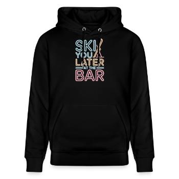 Ski You Later At The Bar Skifahren Apres Ski Bar - Stanley/Stella Unisex Bio-Hoodie CRUISER  - Schwarz - Vorne - Alina (178cm) & Michal (187cm)