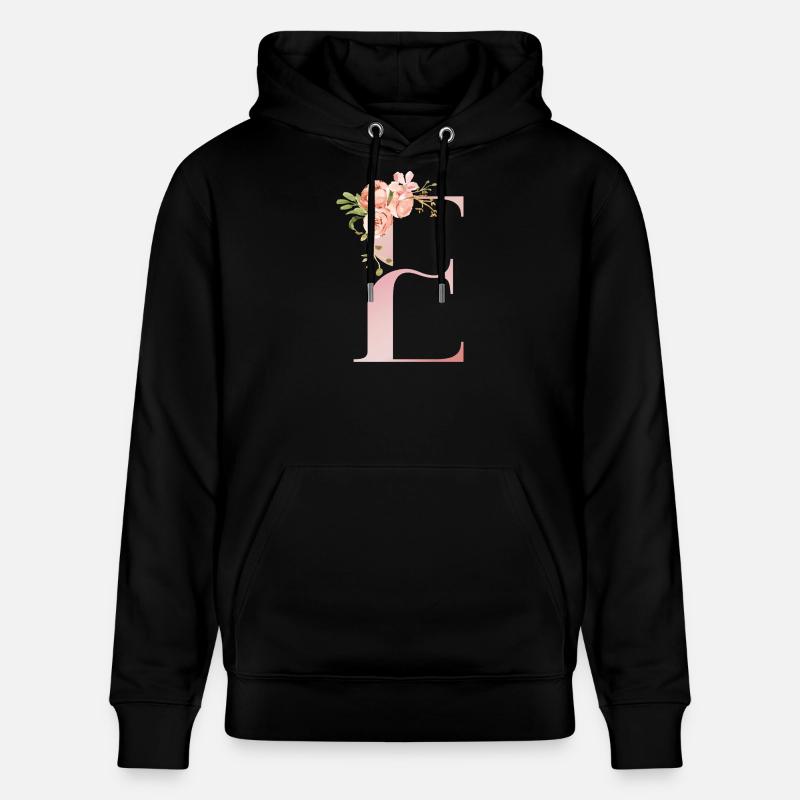 Monogramme floral pastel E - Sweat à capuche bio CRUISER Stanley/Stella Unisexe - noir