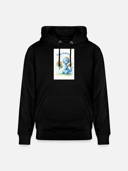 Blauer Drache mit Blumenstrauß - Stanley/Stella Unisex Bio-Hoodie CRUISER  - Schwarz
