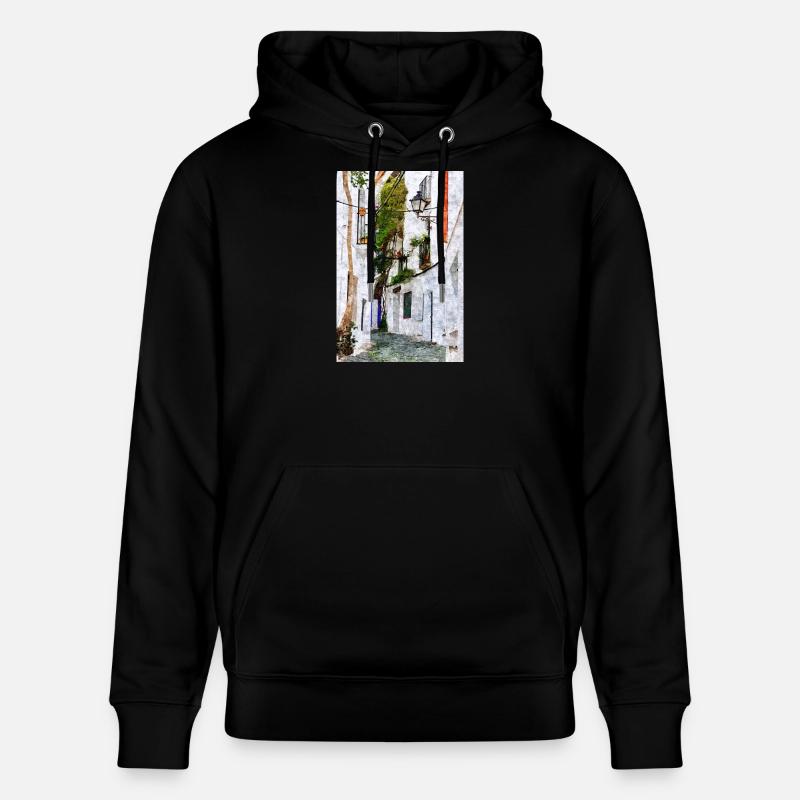 Belle ville de Cadaques en Espagne - Sweat à capuche bio CRUISER Stanley/Stella Unisexe - noir