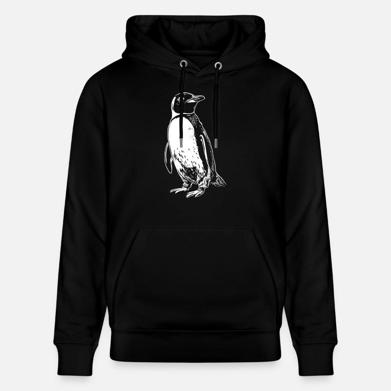 Dessin du pingouin blanc - Sweat à capuche bio CRUISER Stanley/Stella Unisexe - noir
