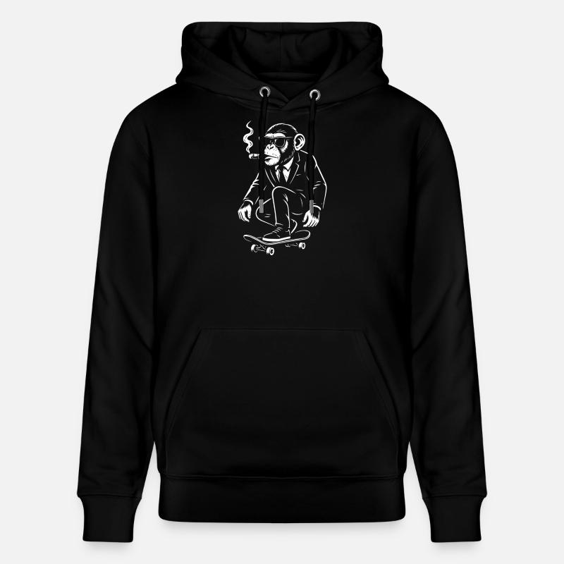 Dapper Monkey auf dem Skateboard - Stanley/Stella Unisex Bio-Hoodie CRUISER - Schwarz