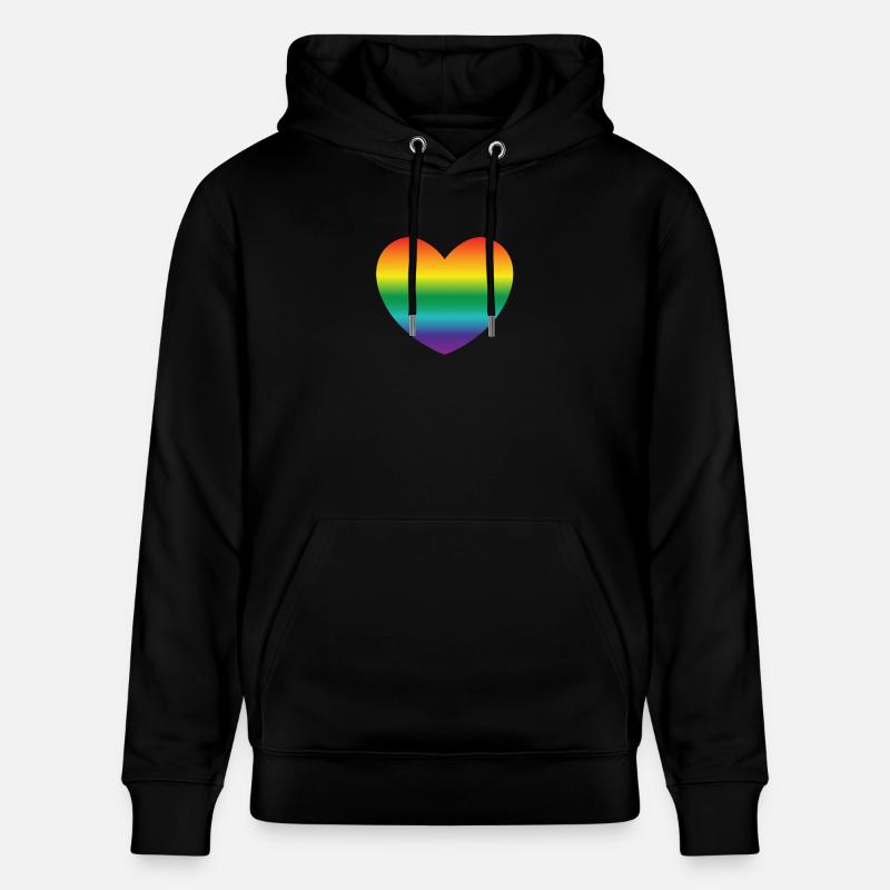 Herz in Regenbogenfarben - Stanley/Stella Unisex Bio-Hoodie CRUISER  - Schwarz