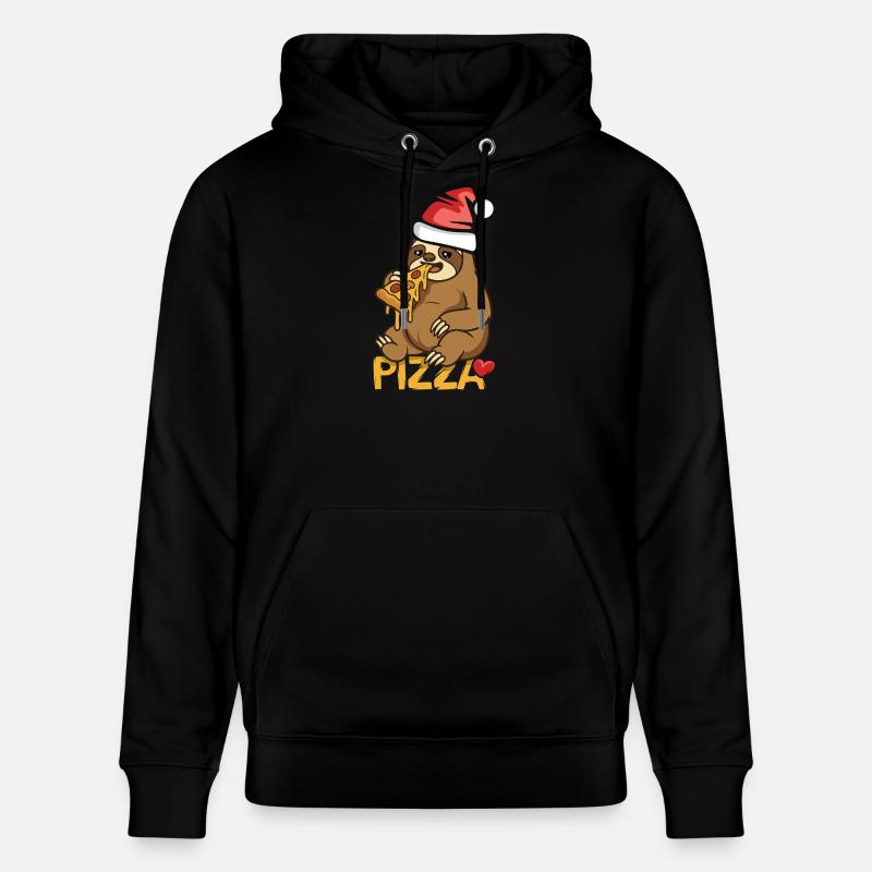 paresseux mangeant pizza Noël design - Sweat à capuche bio CRUISER Stanley/Stella Unisexe - noir