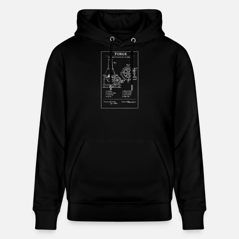 Plan d’engrenage de forge - Sweat à capuche bio CRUISER Stanley/Stella Unisexe - noir