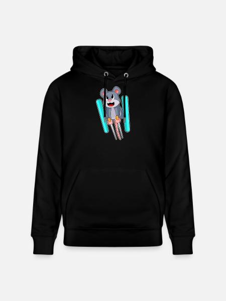 Maus Skispringer Ski Wintersport - Stanley/Stella Unisex Bio-Hoodie CRUISER  - Schwarz