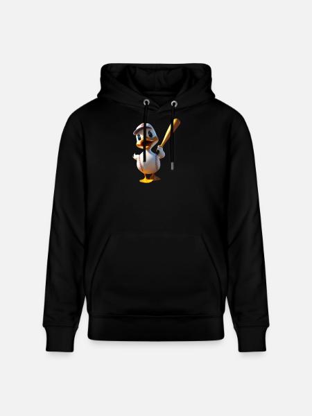 Duck Batting Cartoon Baseball - Stanley/Stella CRUISER Unisex Organic Hoodie - black