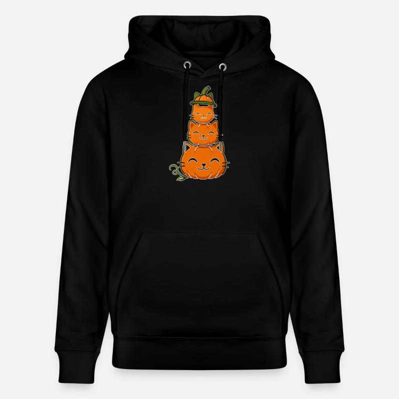 Happy Pumpkin Cat Stack - Sweat à capuche bio CRUISER Stanley/Stella Unisexe - noir