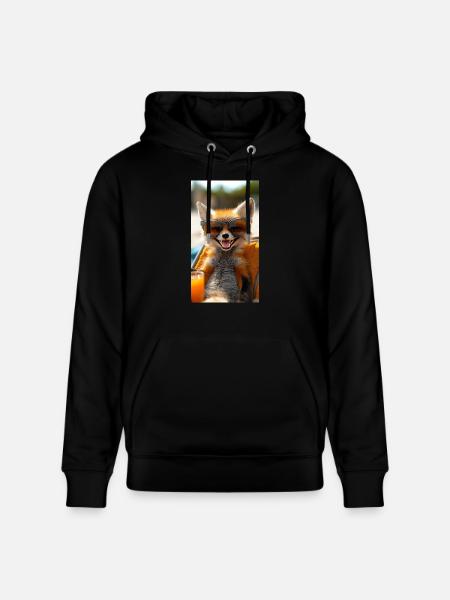 Grinsender Fuchs am Strand - Stanley/Stella Unisex Bio-Hoodie CRUISER - Schwarz