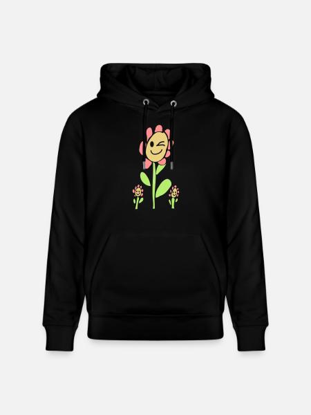 flower with cheerful face - Stanley/Stella CRUISER Unisex Organic Hoodie - black