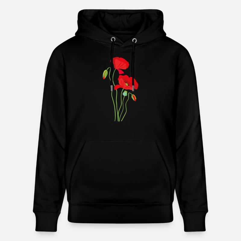 Mohn - Blumendesign - Stanley/Stella Unisex Bio-Hoodie CRUISER  - Schwarz