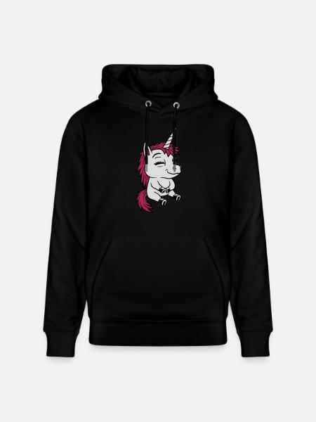 Sitzendes kleines Comic Einhorn - Stanley/Stella Unisex Bio-Hoodie CRUISER - Schwarz