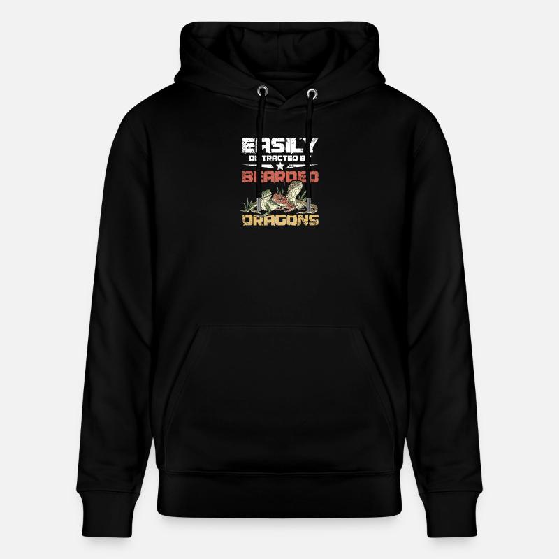 Easily distracted by bearded dragons - Stanley/Stella Unisex Bio-Hoodie CRUISER  - Schwarz